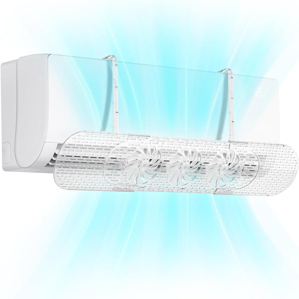 Adjustable AC Wind Deflector with Built-In Mini Fans, Retractable Transparent Air Conditioner Airflow Guard for Split AC Units