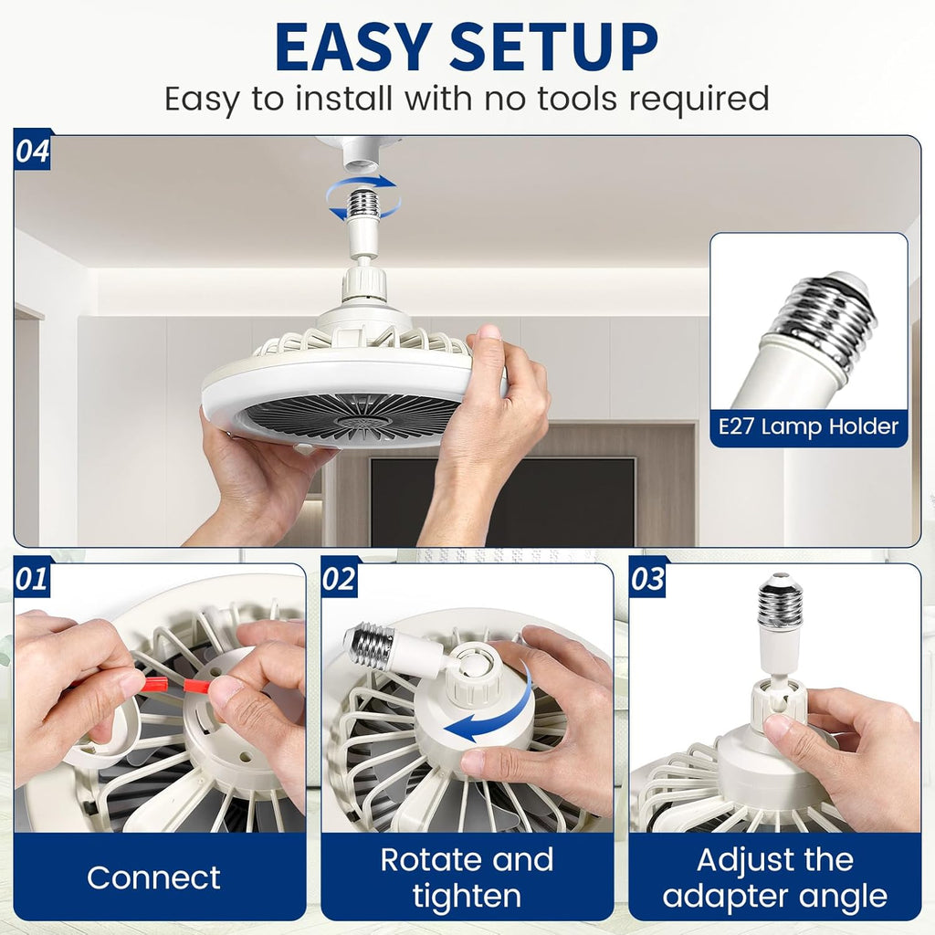 Enclosed Ceiling Fan with LED Light, E26 Base, Remote Control, 25 cm