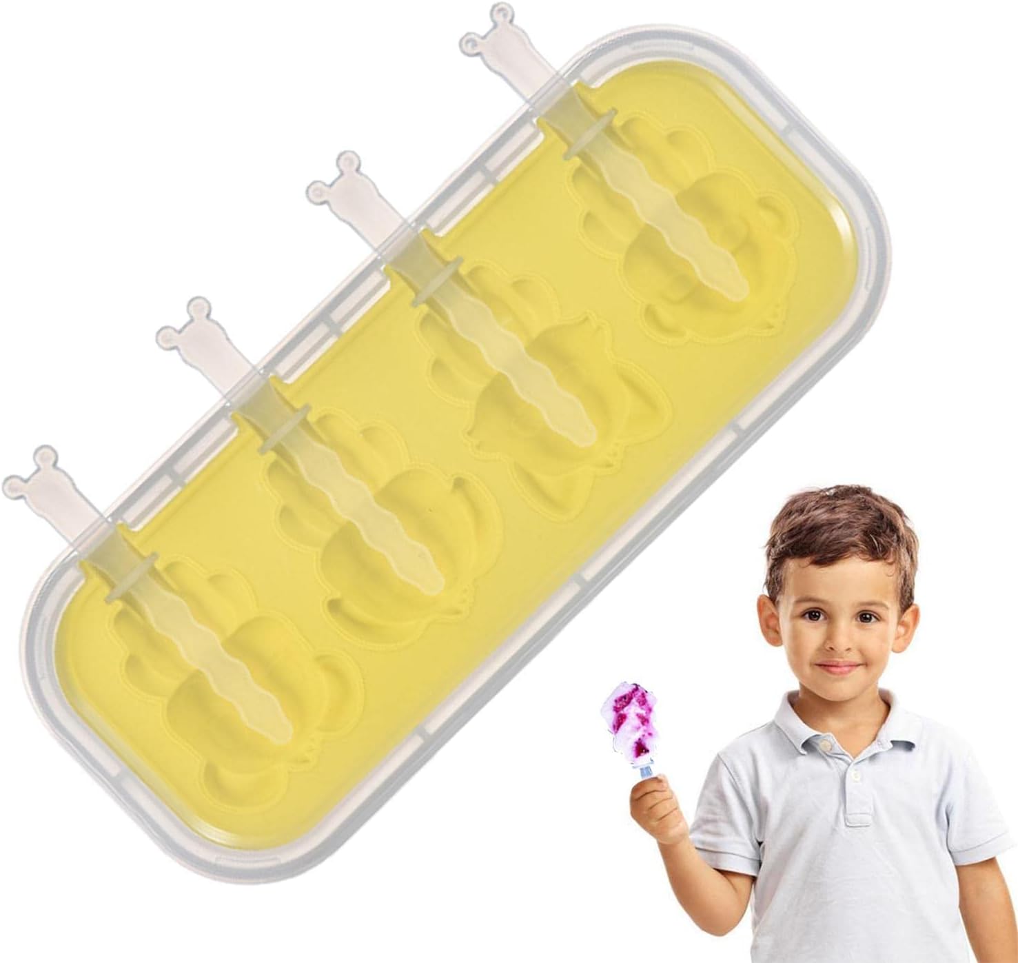 7AGAT reusable ice pop molds with clear lids, colorful popsicle molds for homemade frozen treats, angled view showing the set