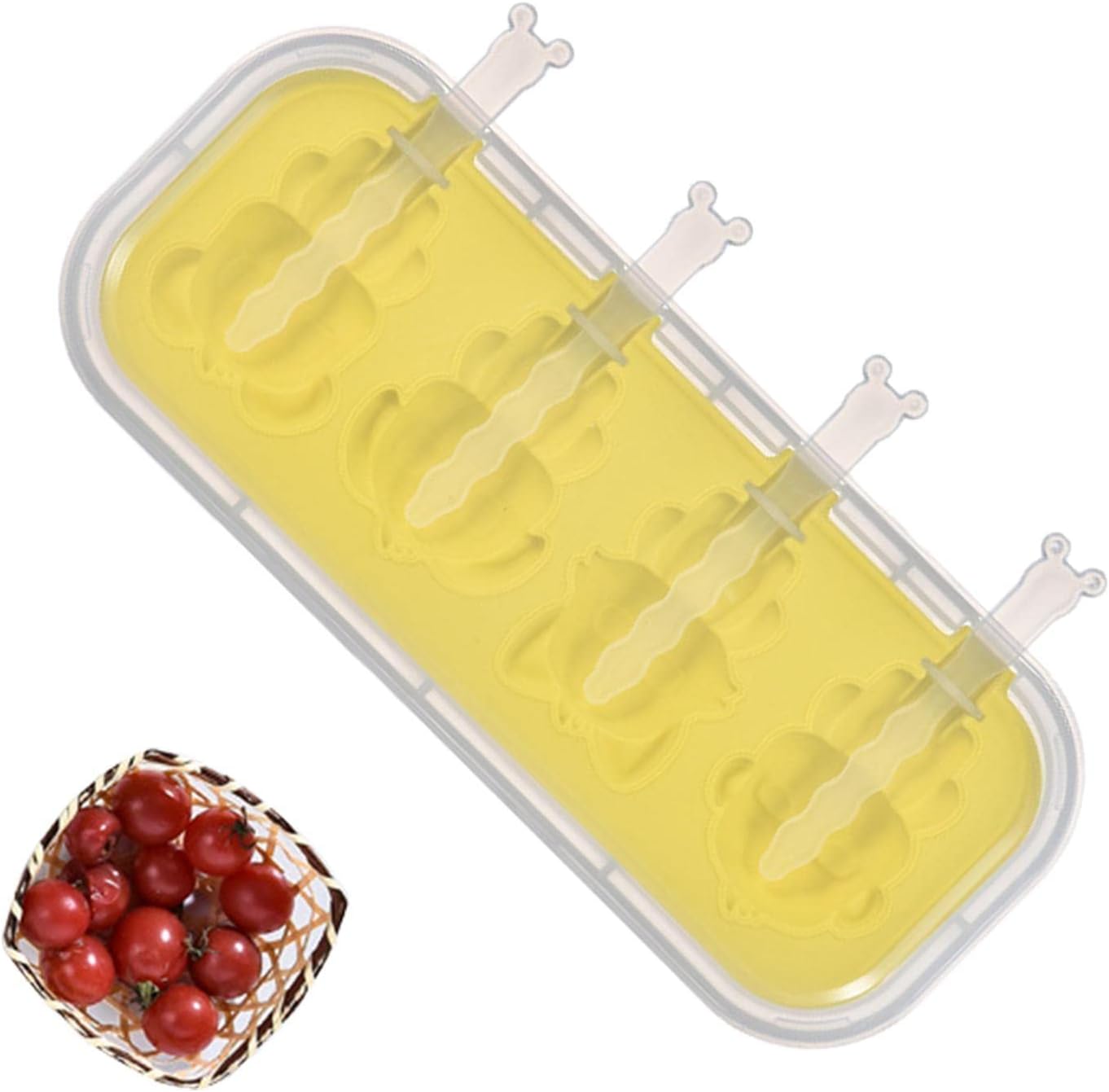 Colorful 7AGAT reusable ice pop molds with lids and easy-release design for homemade frozen treats, shown filled with fruit juice.