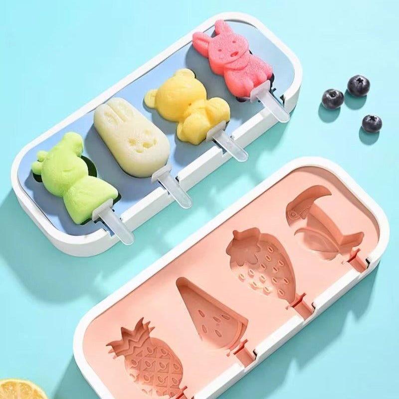 Colorful 7AGAT reusable ice pop molds with lids, easy-release popsicle molds for homemade frozen treats in assorted colors.