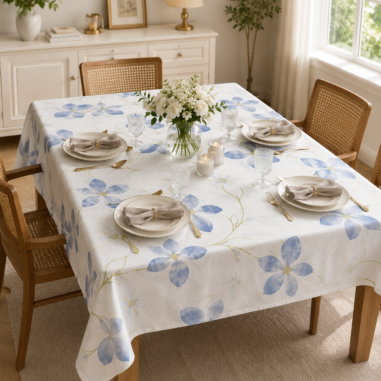 7AGAT vinyl rectangular dining table cover with easy-wipe surface, measuring 183×137 cm, ideal for kitchen and dining room use