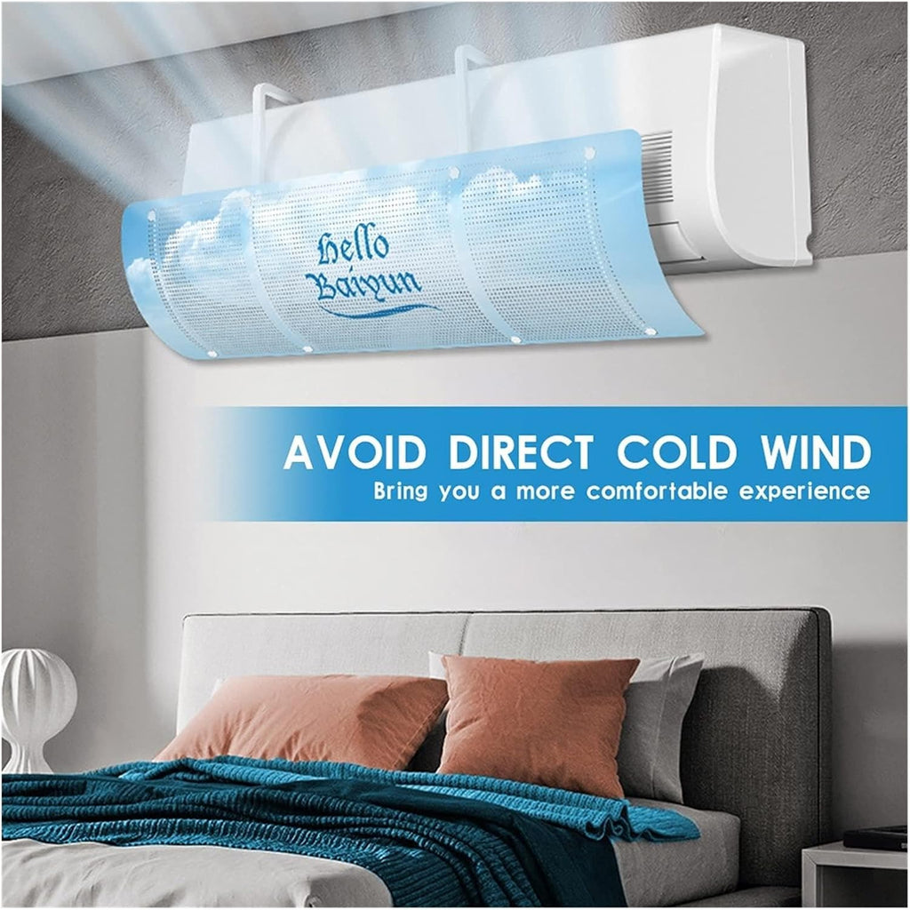 Adjustable Wall AC Air Deflector for Split Air Conditioner, Retractable Airflow Guide for Bedroom and Office – White