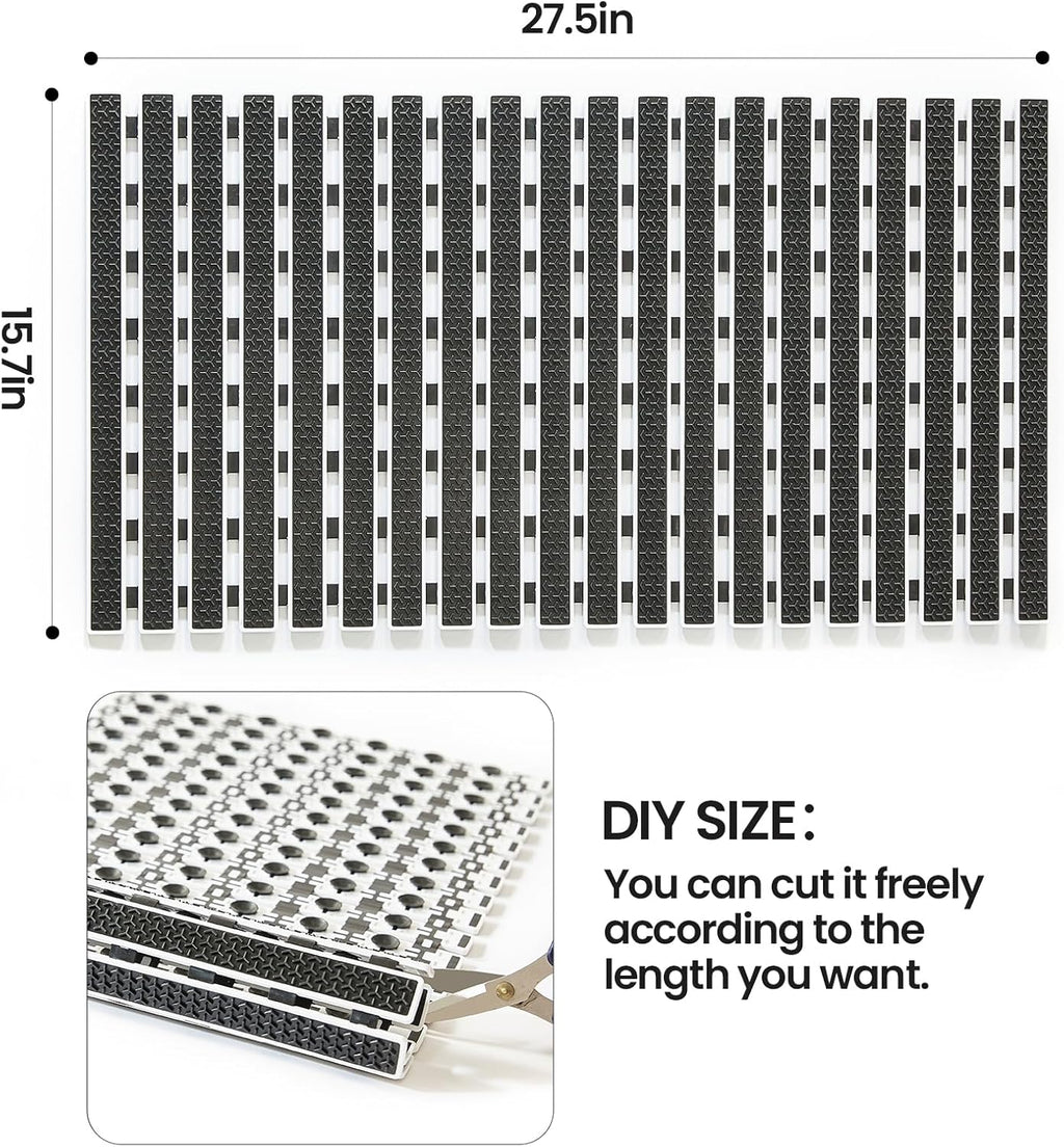 Premium PVC Plastic Anti-Slip Bath Mat, 70x38 cm, Non-Toxic, Quick-Drying, Suction Cups, Shower and Tub Safety (Black)