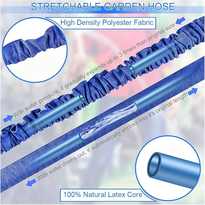 Lightweight 7AGAT expanding garden hose with automatic expand and contract, ideal for easy storage and garden cleaning.