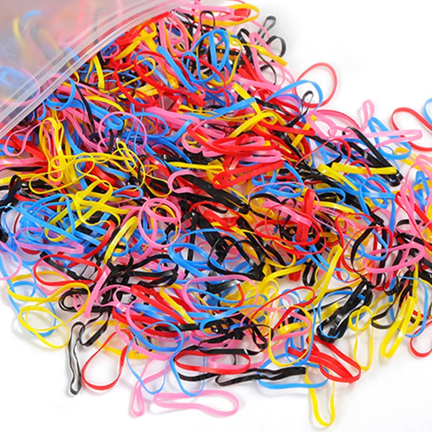 Set of 7AGAT elastic hair bands and ponytail holders in various colors for women and kids, suitable for all hair types.