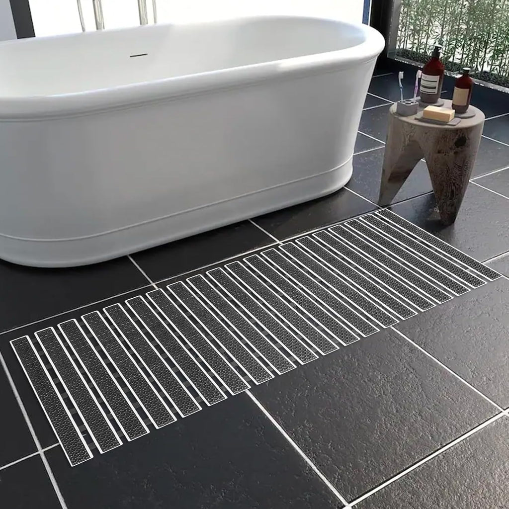 Premium PVC Plastic Anti-Slip Bath Mat, 70x38 cm, Non-Toxic, Quick-Drying, Suction Cups, Shower and Tub Safety (Black)