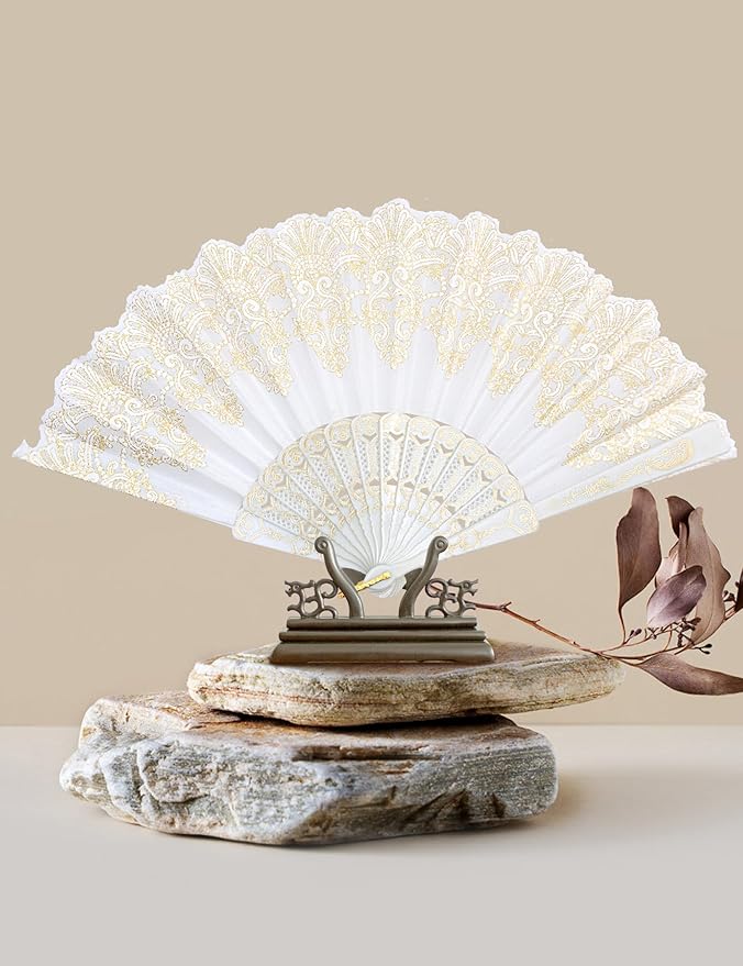 7AGAT modern foldable acrylic tabletop mount hanging mobile fan, stylish hand fan for home decor and cooling.