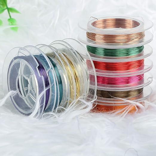 10 pieces of mixed color copper beading wire, 0.3 mm thick and 10 m long, for jewelry making by 7AGAT Shopping