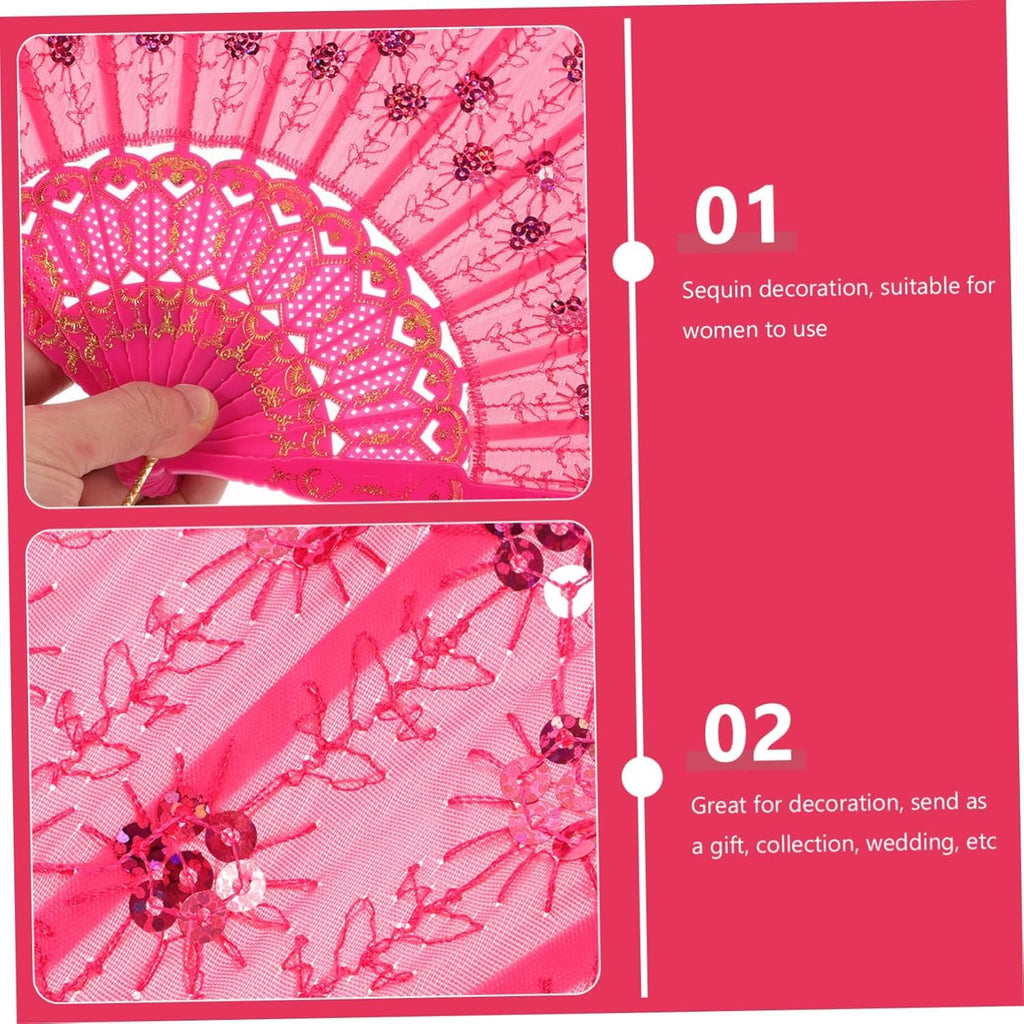 Elegant 7AGAT classic silk handheld folding fan with Chinese and Spanish design, ideal for weddings, parties, dance, and home decor.
