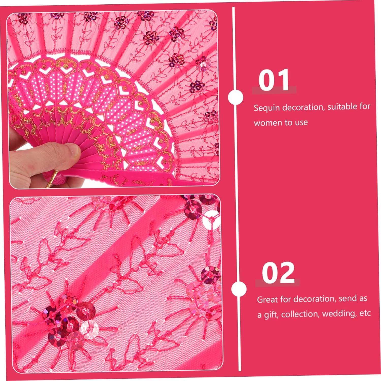 Elegant 7AGAT classic silk handheld folding fan with Chinese and Spanish design, ideal for weddings, parties, dance, and home decor.