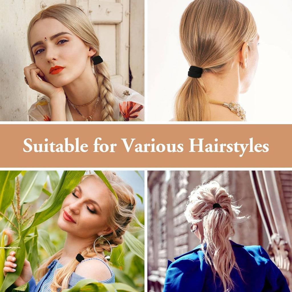 Seamless cotton elastic hair ties for women by 7AGAT, thick ponytail holders preventing damage and ideal for thick hair.