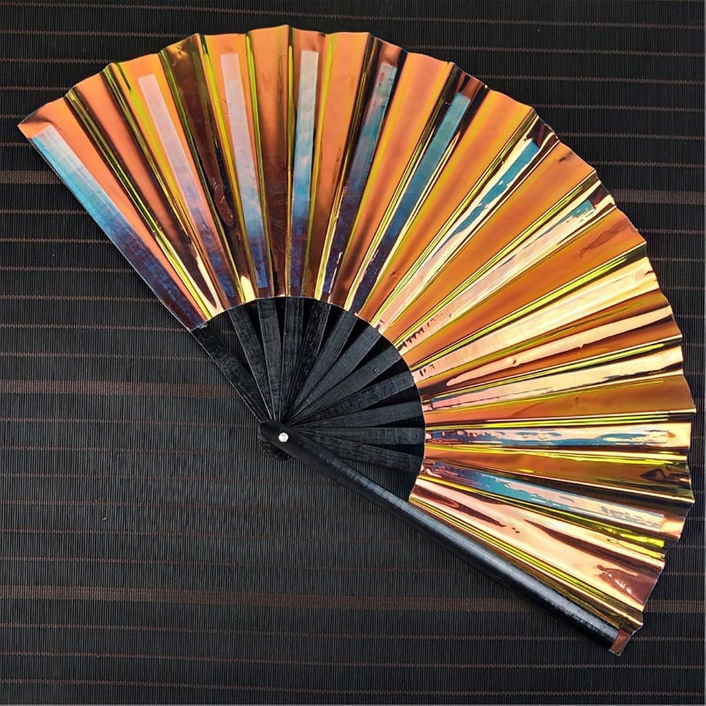 Elegant 7AGAT classic silk handheld folding fan with intricate Chinese and Spanish design, ideal for weddings, parties, and decor.