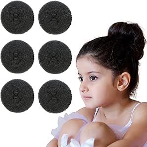 Two 7AGAT hair donut bun makers in ring style for creating sleek buns on short and thin hair, shown in black color.
