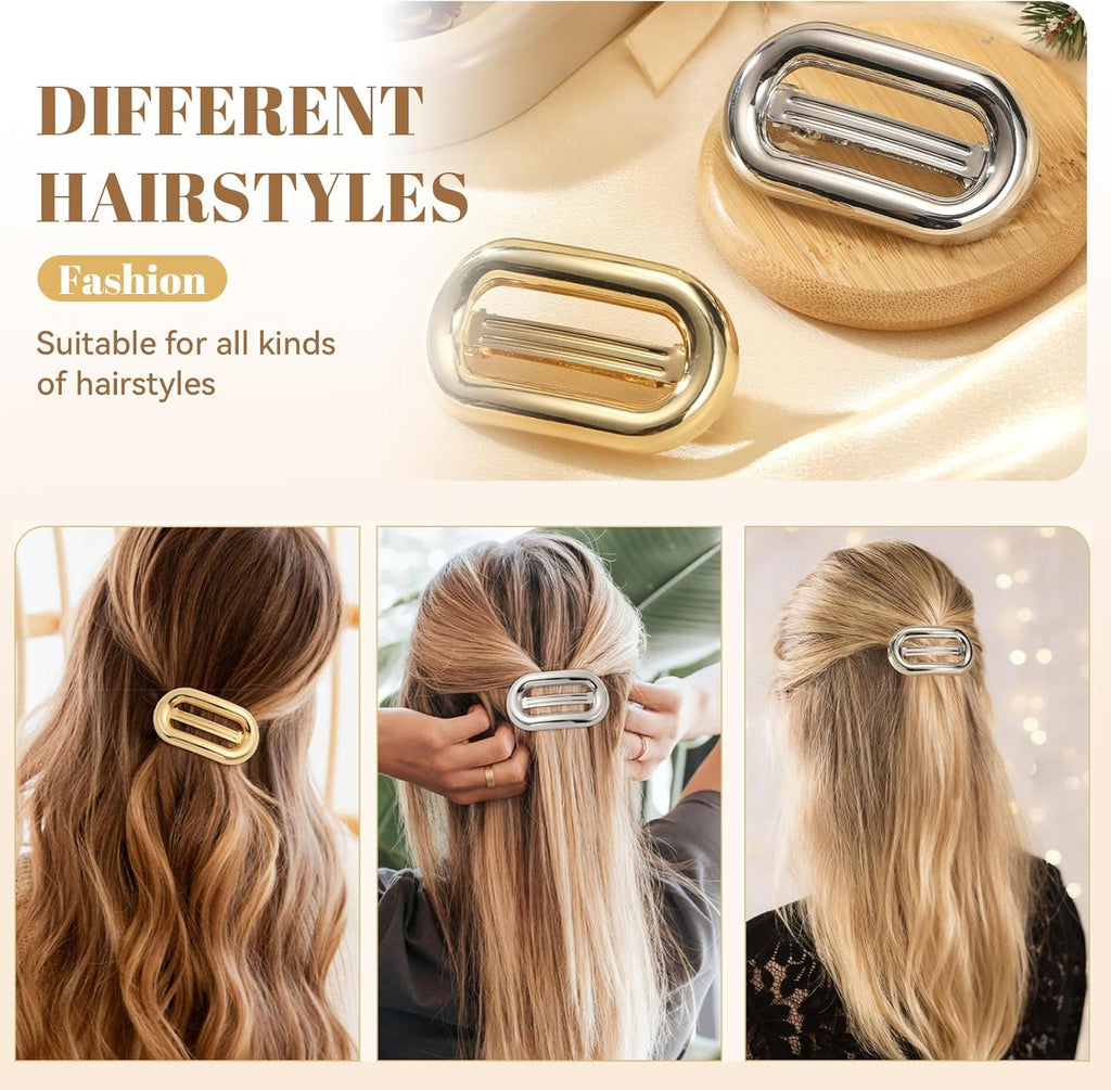 2Pcs Metal Hair Barrette Clips for Women and Girls, Elegant Hair Accessories for Daily Wear, Parties, and Special Occasions