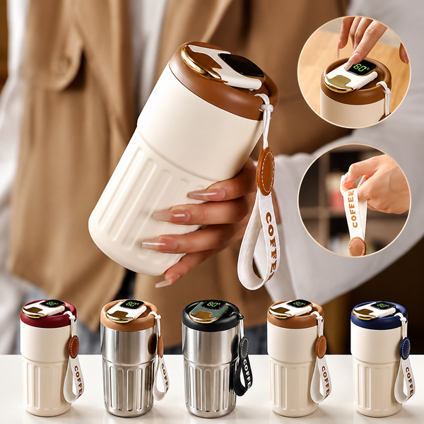 7AGAT insulated coffee tumbler with leak-proof lid, double-wall design, reusable travel mug for hot and cold drinks