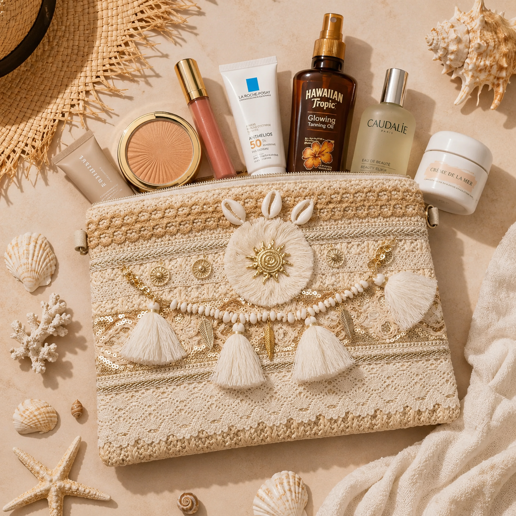 Women’s Handmade Woven Straw Clutch Bag with Gold Chain Straps, Shoulder and Hand Carry Bag