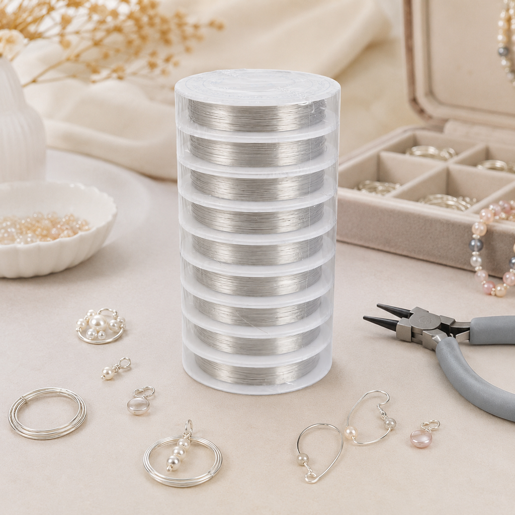 10 Pcs Silver Aluminum Wire Spools 0.4mm for Jewelry Making, Beading, Wrapping, Weaving and DIY Crafts