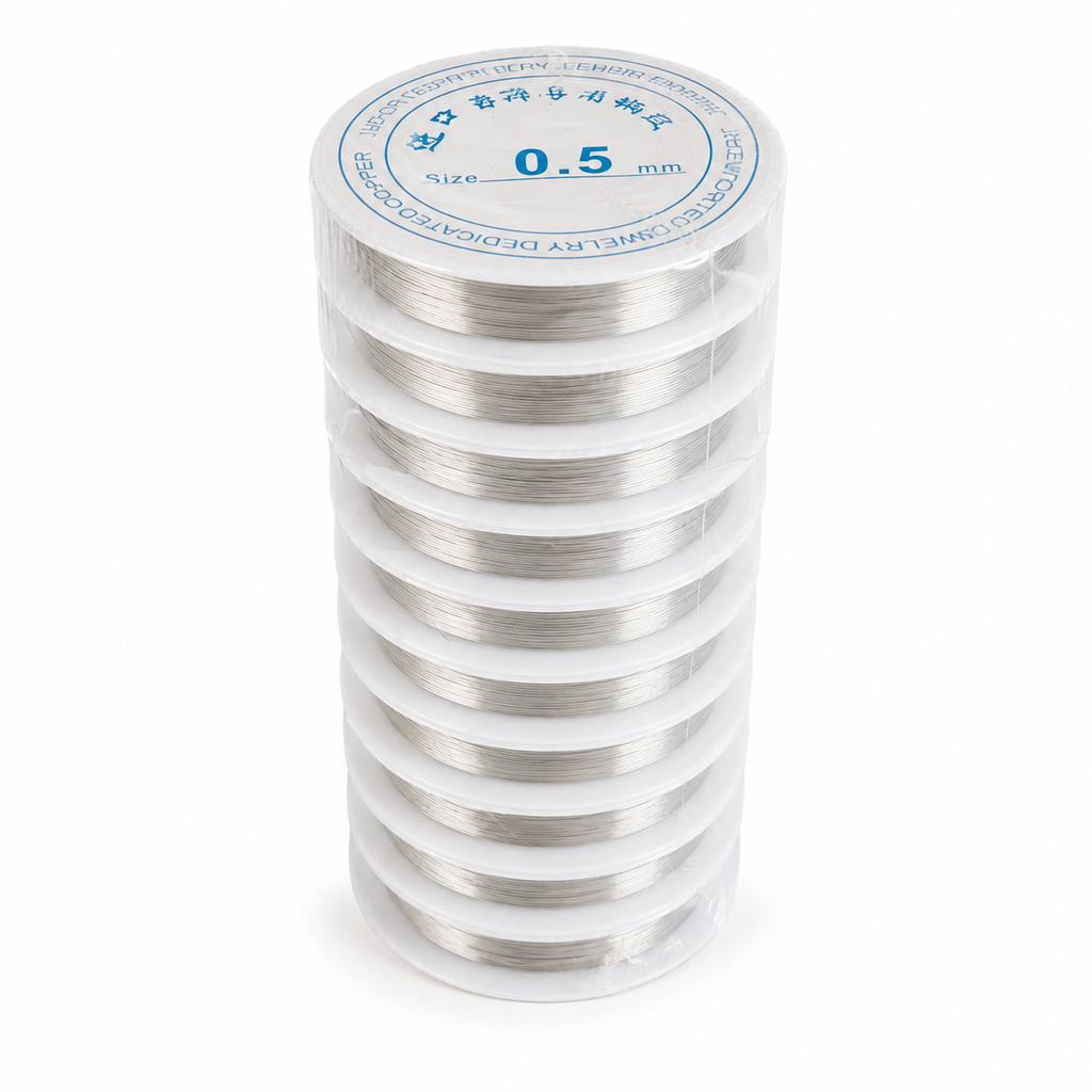 10 Pcs Silver Aluminum Wire Spools 0.5mm for Jewelry Making, Beading, Wrapping, Weaving and DIY Crafts