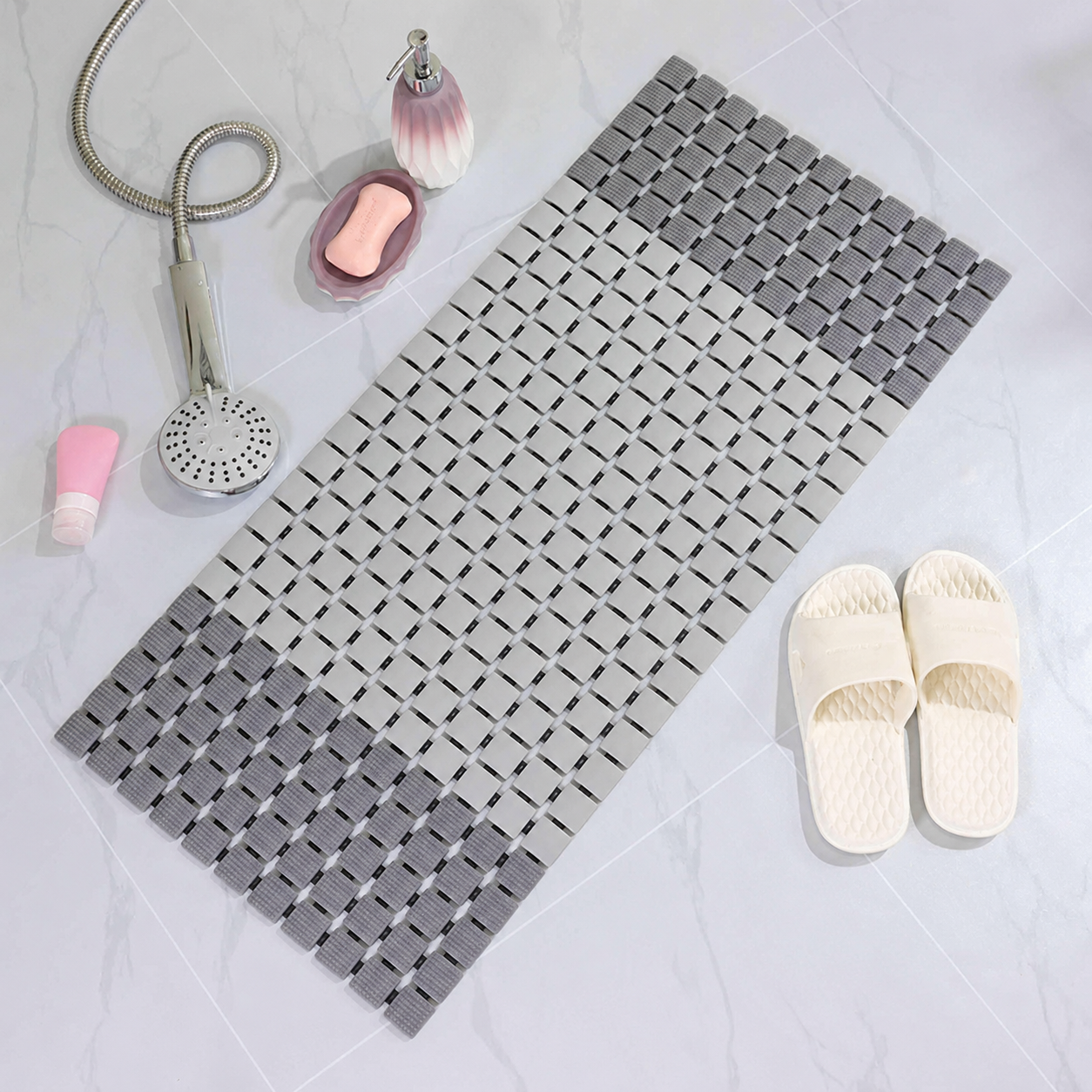 Premium PVC Plastic Anti-Slip Bath Mat, 70x38 cm, Non-Toxic, Quick-Drying, Suction Cups, Shower and Tub Safety