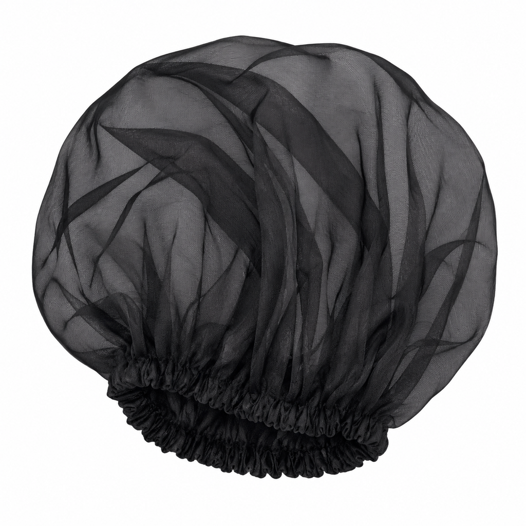 Premium fabric Sleep Bonnet for Hair Protection – Soft Silk fabric Night Cap with Wide Elastic Band, Adjustable Hair Wrap for Sleeping, Curly & Frizzy Hair Care (Black)