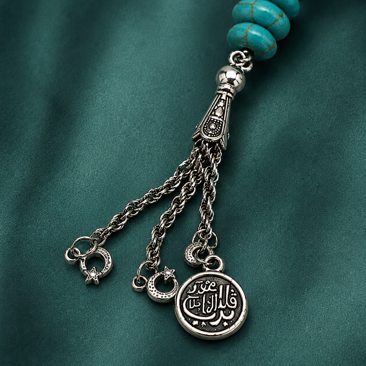 Handmade rosary with 33 natural raw turquoise howlite beads, handcrafted prayer beads by 7AGAT.