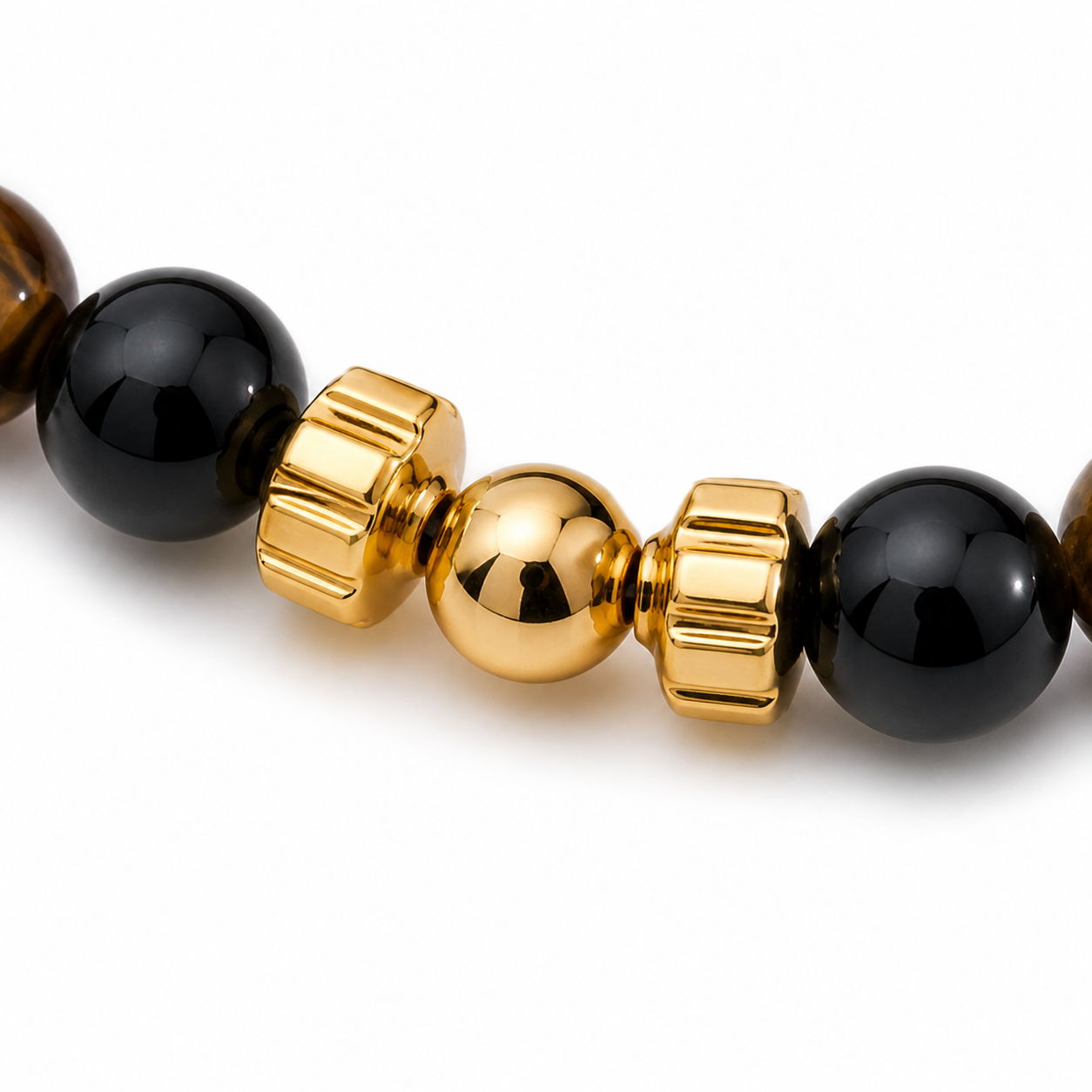 Handmade 7AGAT rosary with 99 natural tiger eye beads, separators, golden tassel, luxury prayer beads for spiritual practice.