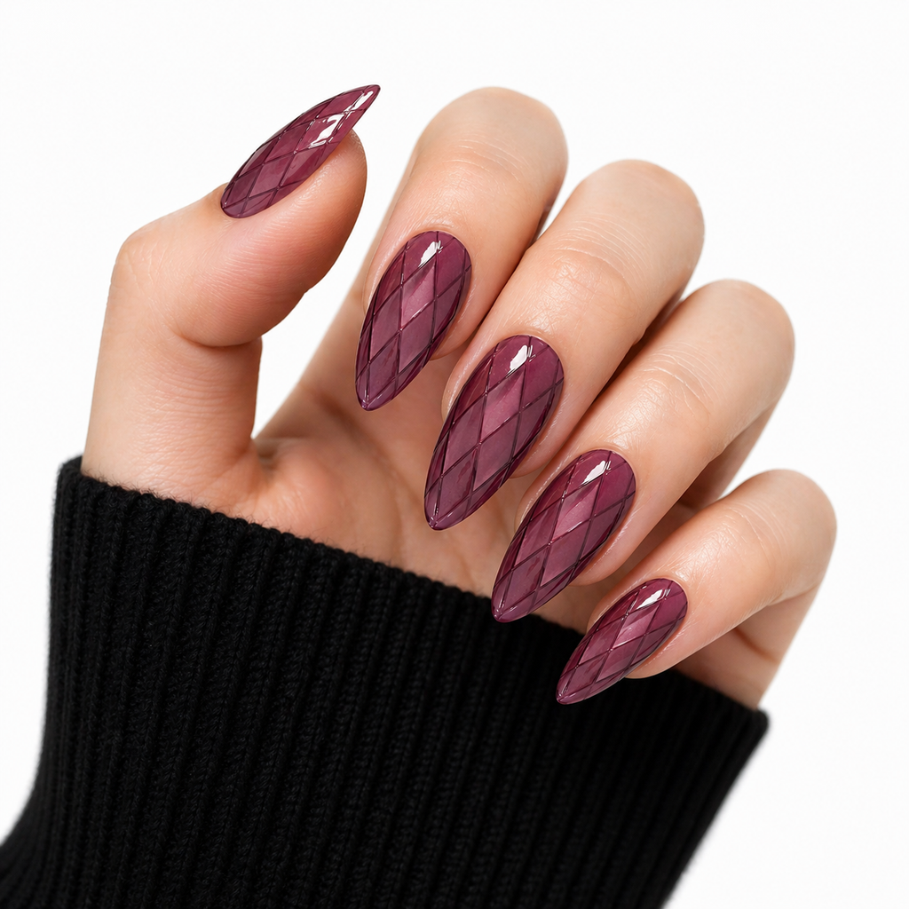 Set of 12 glossy black press-on nails by 7AGAT, reusable false nails made of ABS material for daily wear and special occasions.