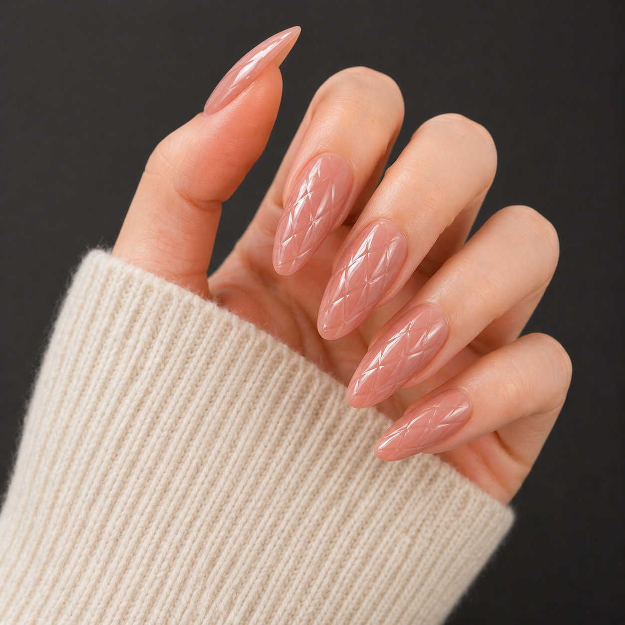 Set of 12 glossy, reusable press-on false nails made of ABS by 7AGAT, ideal for daily wear and special occasions.