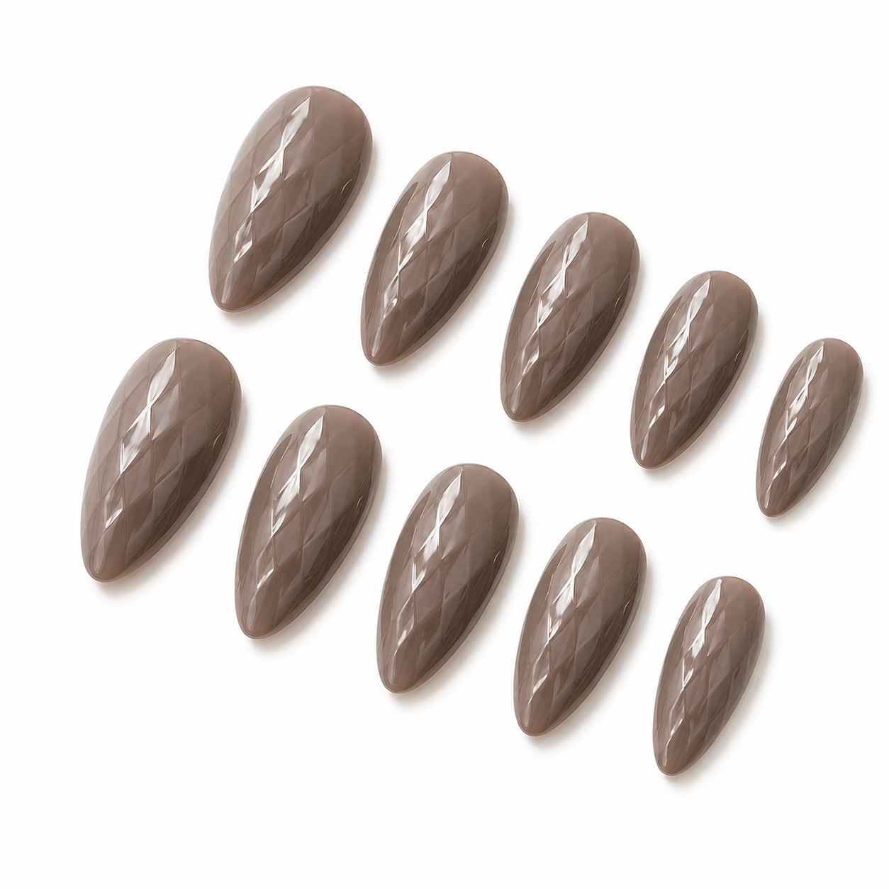 Set of 12 glossy, reusable press-on nails by 7AGAT made from ABS material, ideal for daily wear and special occasions