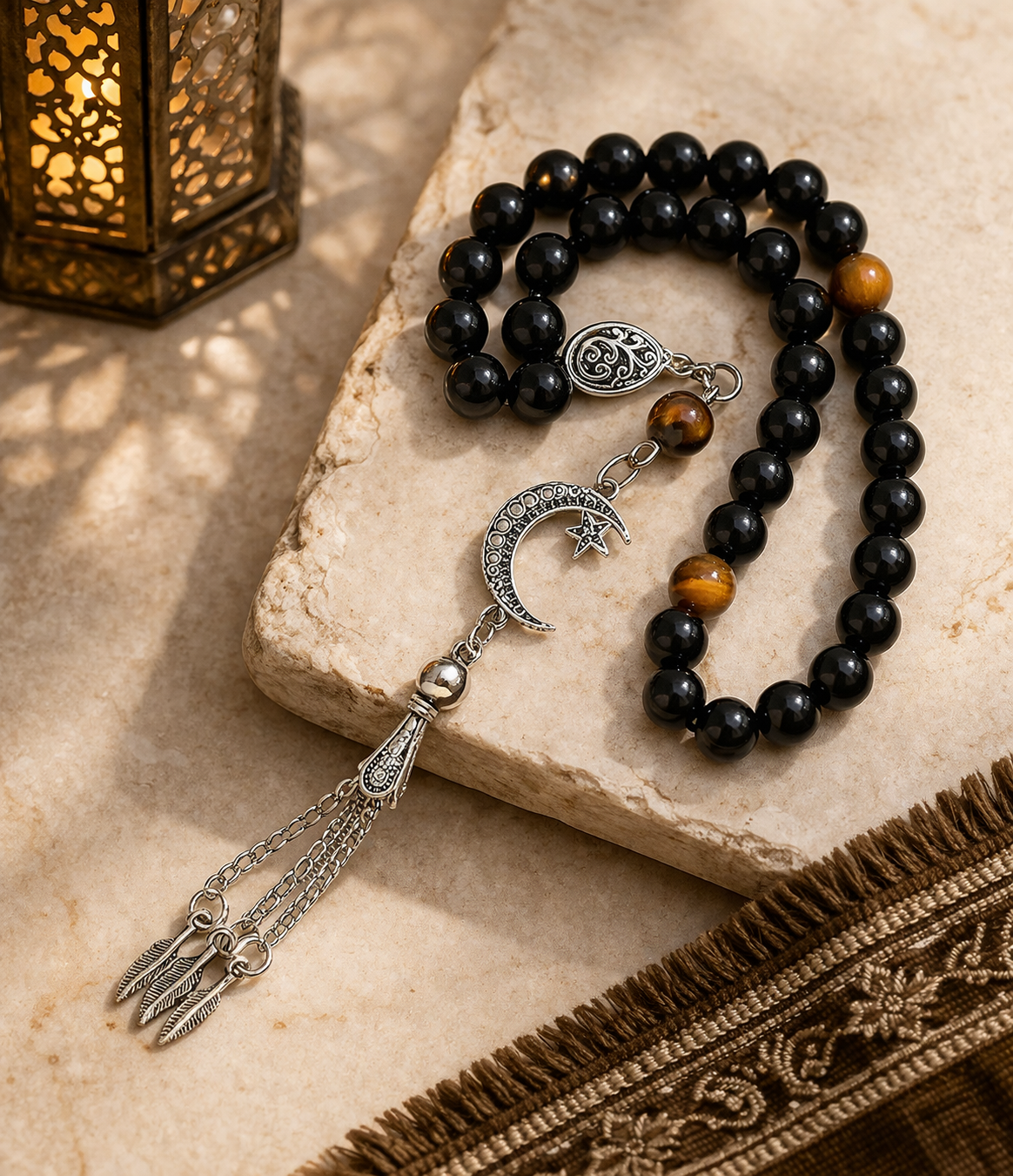 Handmade rosary with Agate and natural stones, designed for meditation, prayer, and positivity, by 7AGAT.