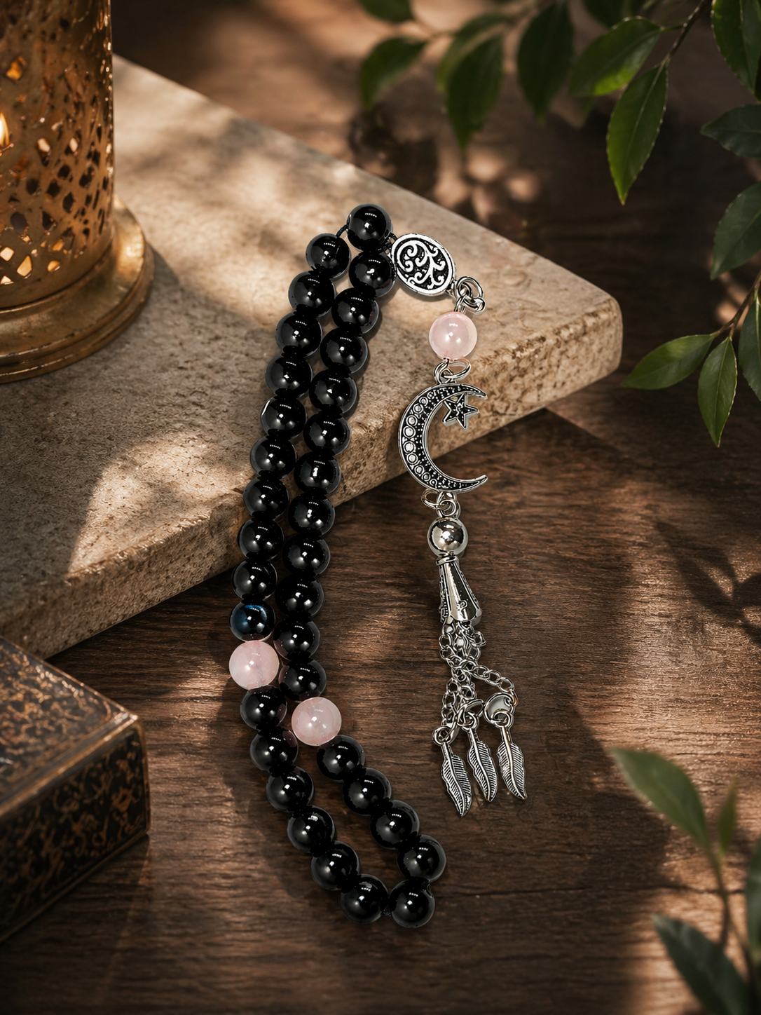 Handmade 7AGAT rosary with polished agate and natural stones, suitable for meditation, prayer, and positive energy.