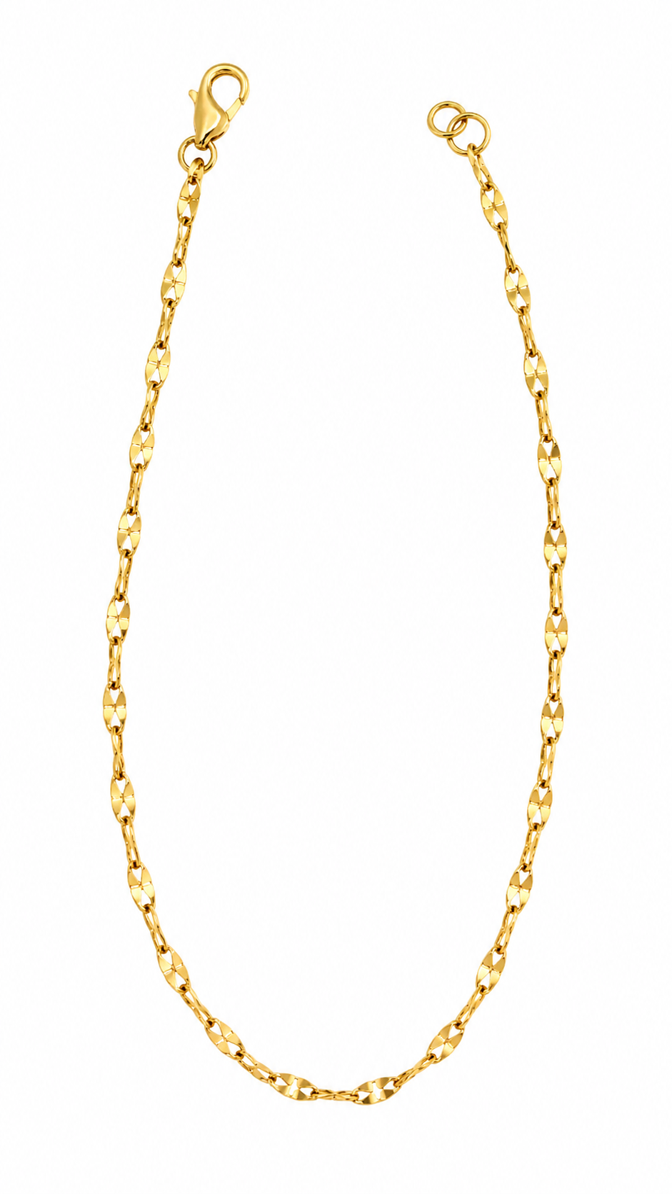 Gold stainless steel women's anklet with adjustable lobster clasp, lightweight, tarnish-resistant jewelry by 7AGAT