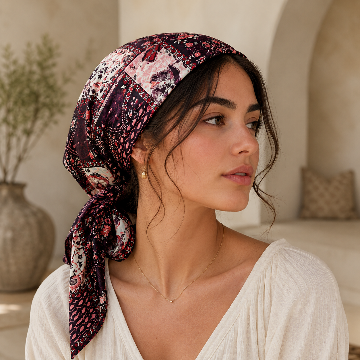 Women’s Printed Scarf, Soft Lightweight Multi-Use Head and Neck Scarf, 160 × 46 cm, Assorted Colors