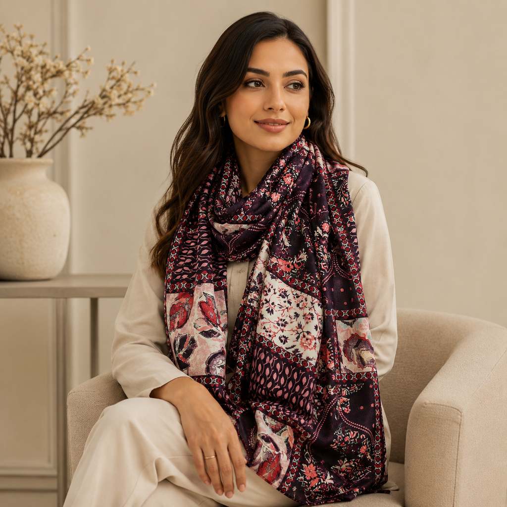 Women’s Printed Scarf, Soft Lightweight Multi-Use Head and Neck Scarf, 160 × 46 cm, Assorted Colors