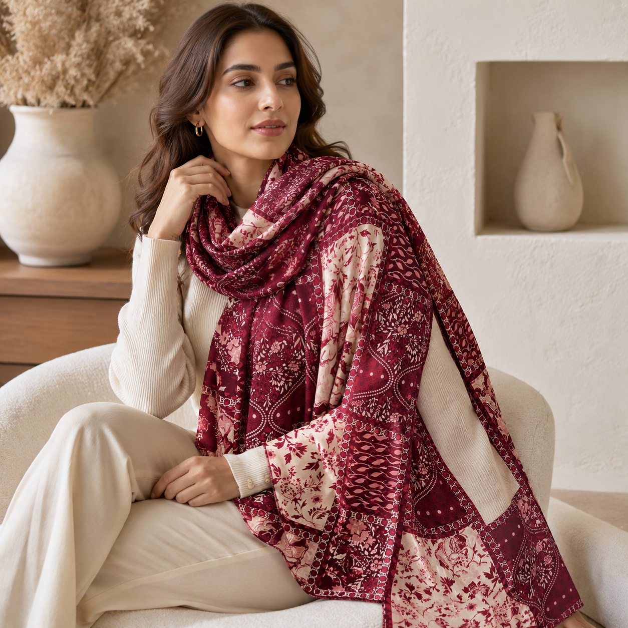 Women’s Printed Scarf, Soft Lightweight Multi-Use Head and Neck Scarf, 160 × 46 cm, Assorted Colors