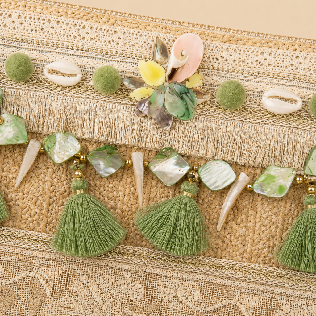 Women’s Handmade Woven Straw Clutch Bag with Gold Chain Straps, Shoulder and Hand Carry Bag