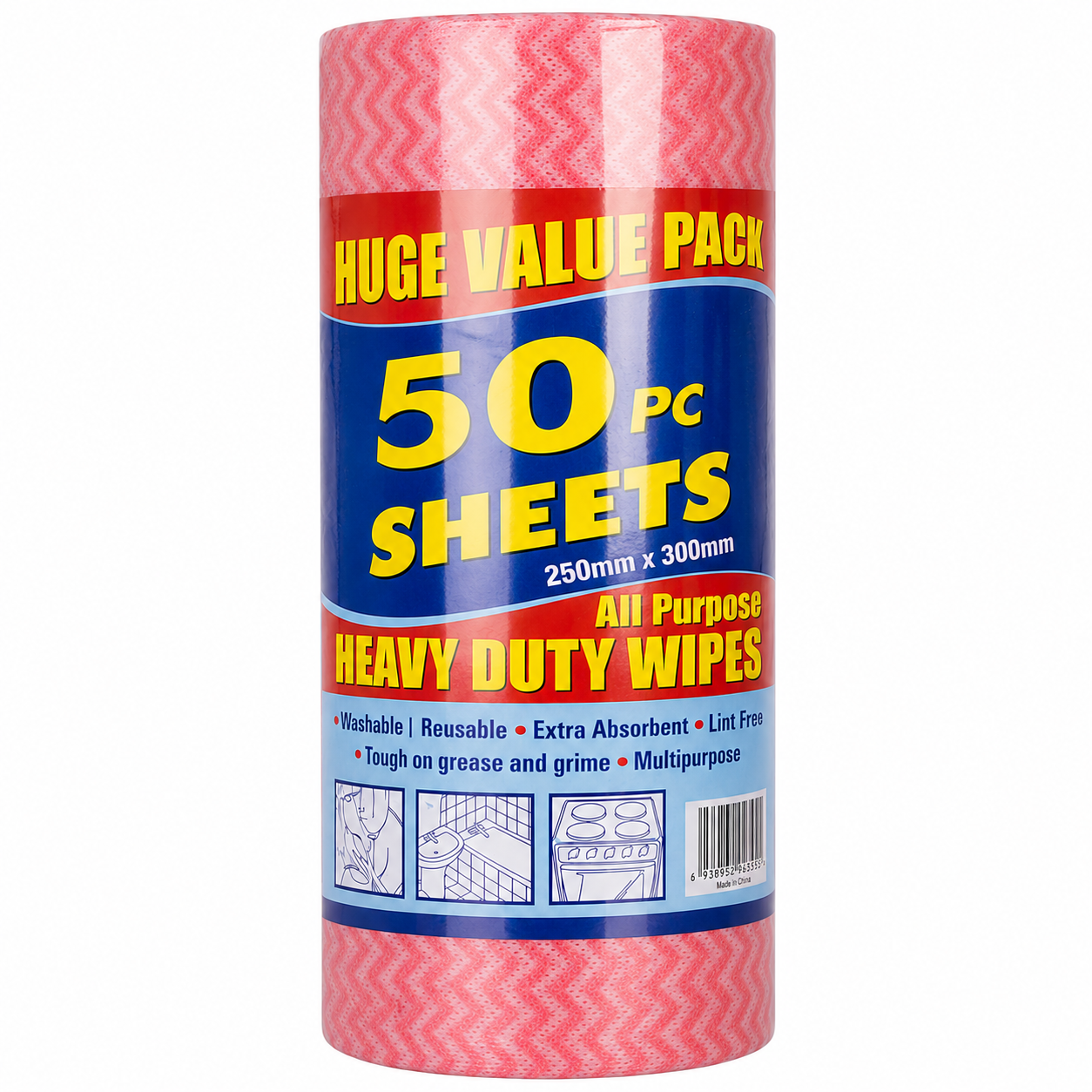 Reusable Microfiber Kitchen Roll | Multi-Purpose Cleaning Cloth (MultiColor, 50 Sheets)