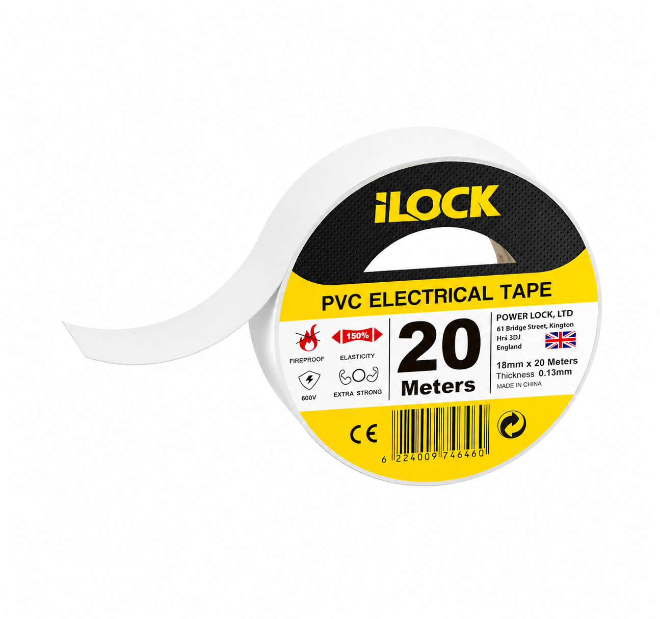شريط العزل الكهربائي الاحترافي من iLOCK PVC – مرونة عالية والتصاق قوي، شريط حماية مقاوم للاشتعال لإصلاح الأسلاك وتجميع الكابلات