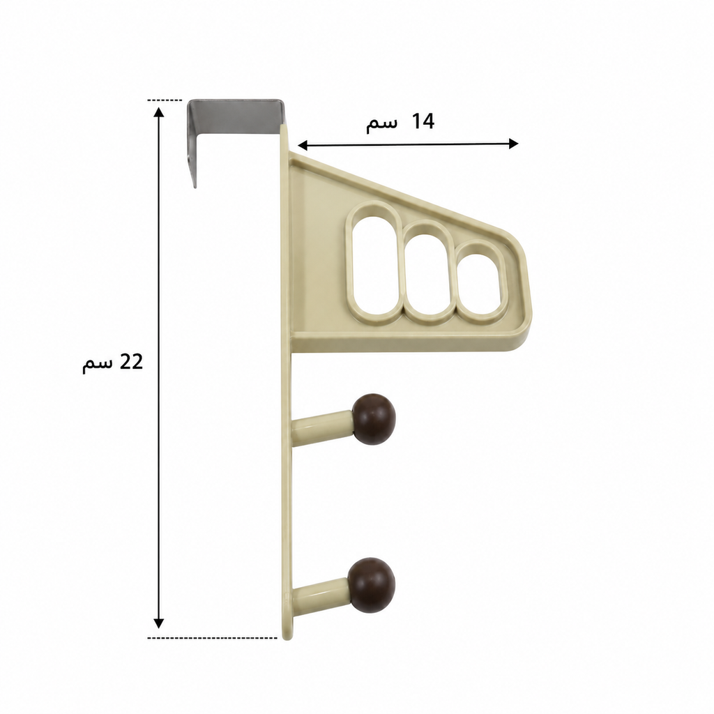 7AGAT over-the-door organizer rack with storage shelf and hooks for hanging clothes, keys, and accessories.