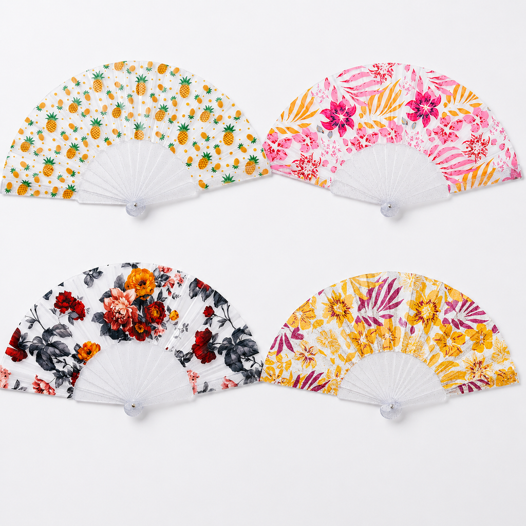 Transparent Acrylic Folding Hand Fan - Lightweight & Portable, Durable Clear Frame for Weddings, Parties, Outdoor Events, and Daily Use