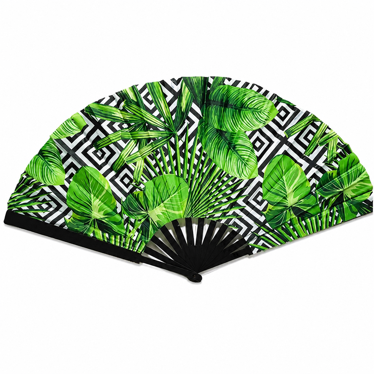 7AGAT handheld bamboo silk folding fan with intricate design, perfect for women’s wedding, dance, or party decoration.