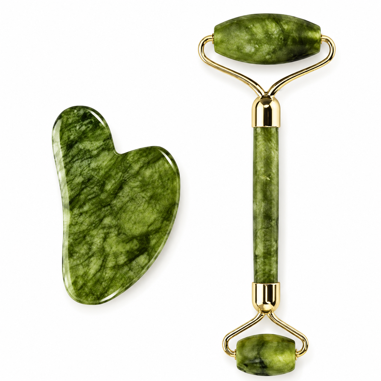 7AGAT beauty jade roller and Gua Sha set with natural jade stone, double-sided facial massage tools for anti-wrinkle skincare.