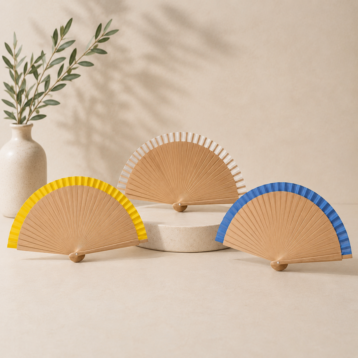 7AGAT hand folding fan with wood frame and fabric leaf, portable and foldable, ideal for dance, weddings, cosplay, and festivals.