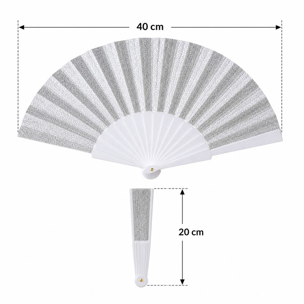 7AGAT glitter folding hand fan with sparkling design, lightweight and portable, perfect for parties and weddings.