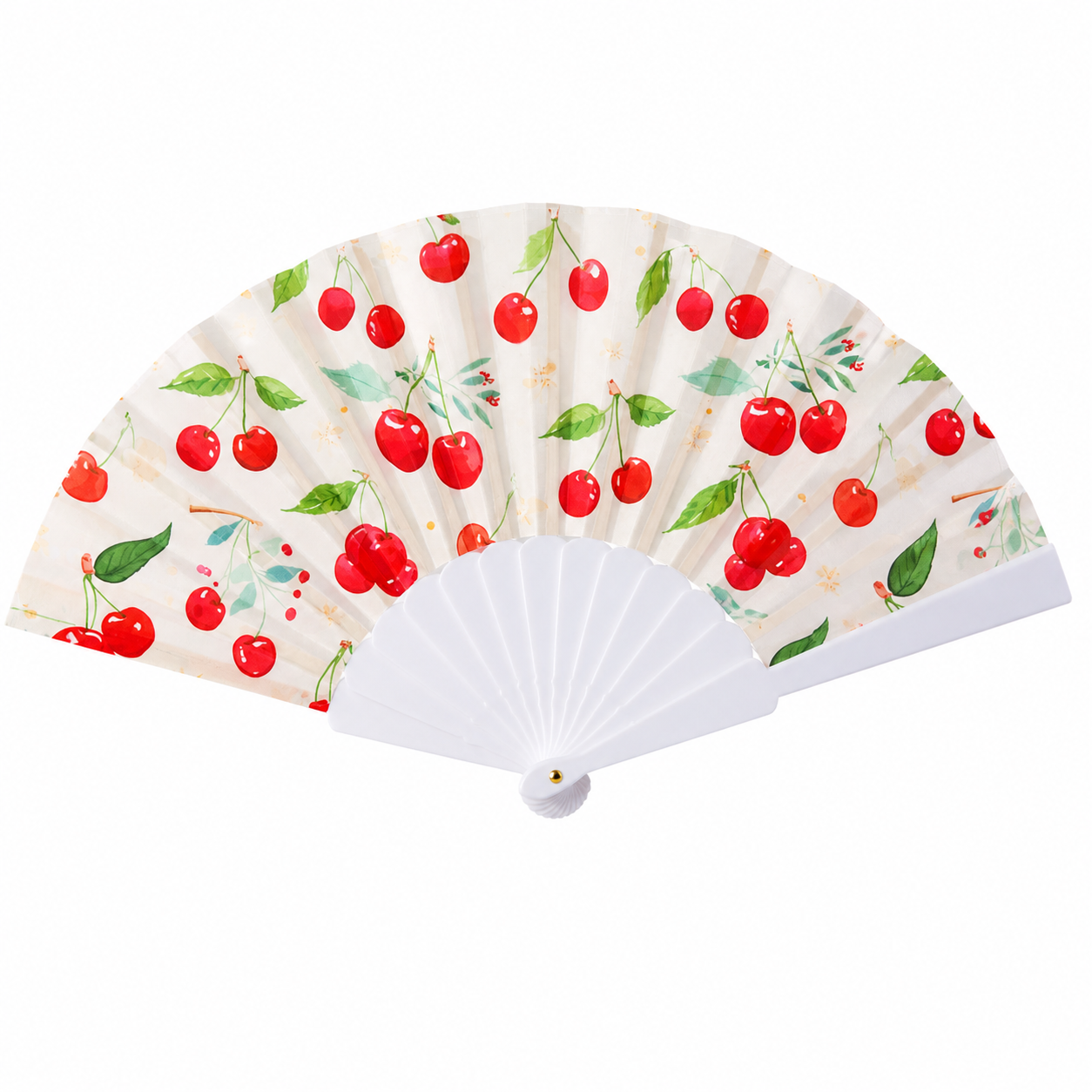 Lightweight folding hand fan with cherry blossom design, handle, portable for parties, weddings, travel, and daily use by 7AGAT.