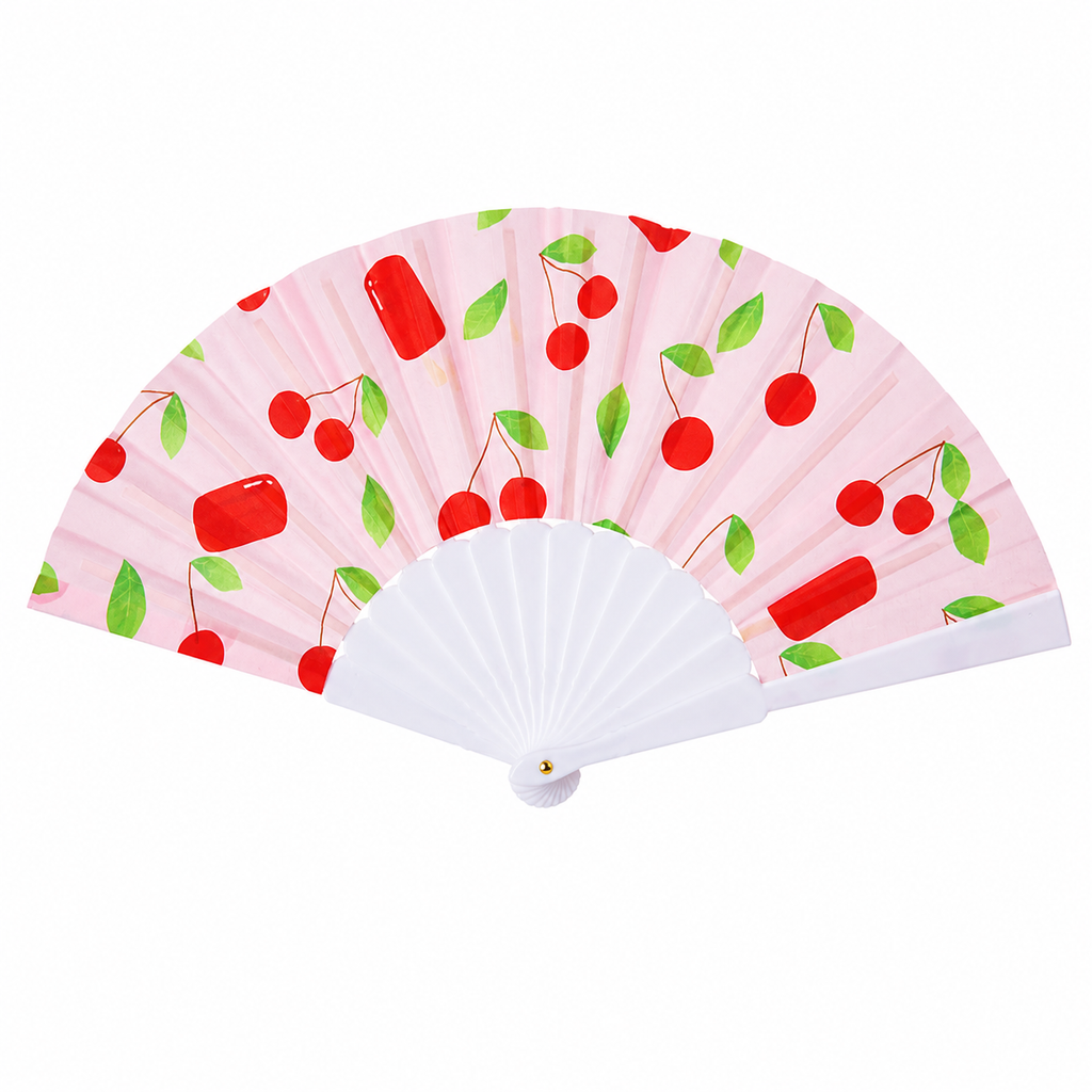 Portable 7AGAT folding hand fan with cherry blossom design, lightweight and reusable for parties, weddings, travel, and daily use.