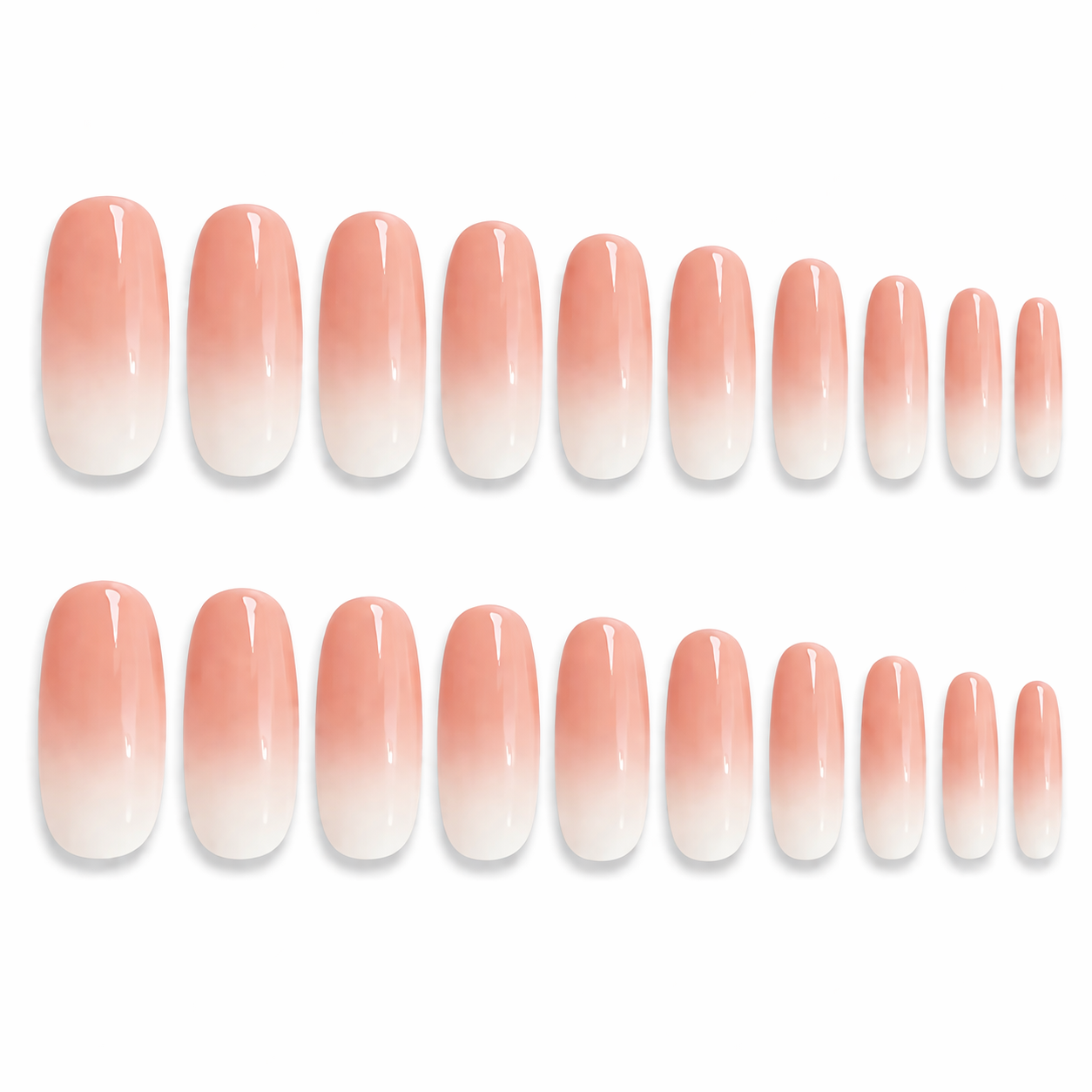 Set of 24 glossy press-on fake nails with natural look, assorted colors, full cover tips, salon style manicure by 7AGAT.