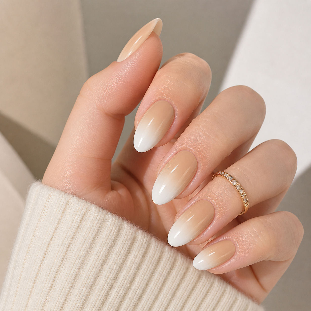 Set of 24 glossy press-on fake nails in assorted colors with full cover tips, designed for natural-looking salon-style manicures.