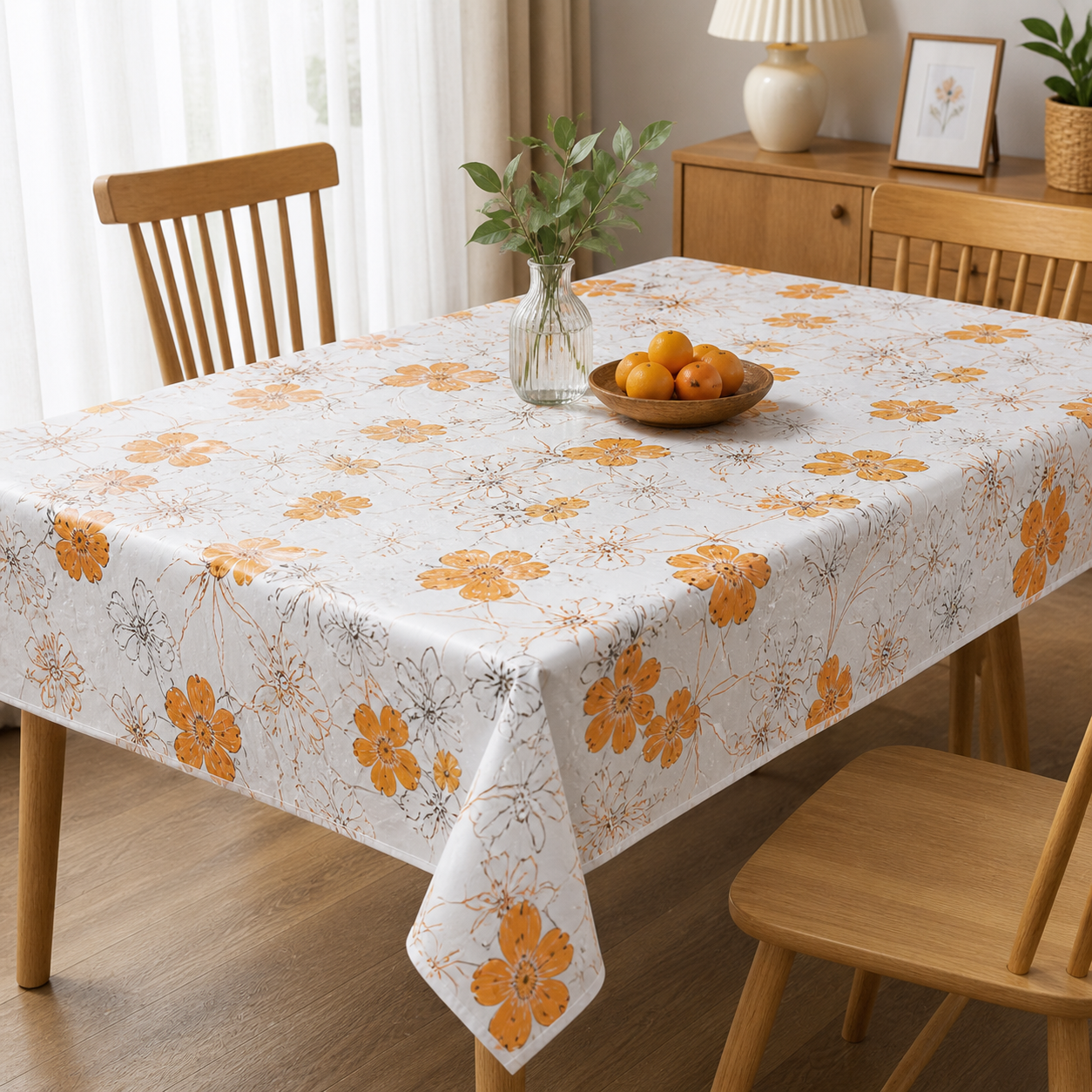 Floral printed waterproof PVC tablecloth by 7AGAT, 180x180 cm, reusable for dining, kitchen, outdoor use, in assorted colors